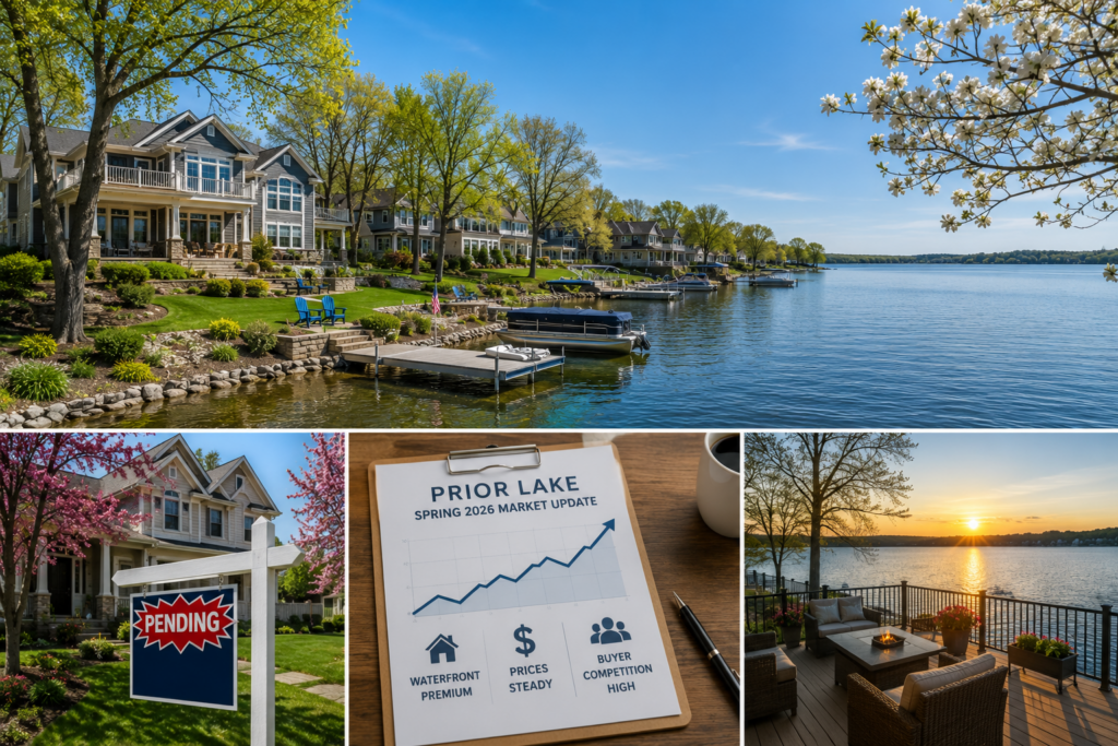 Prior Lake MN waterfront homes with private docks and lake views in spring 2026