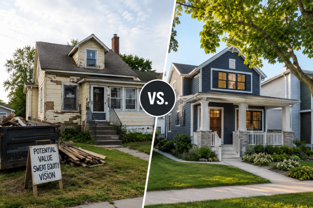 Fixer-upper vs. move-in ready home comparison in the Twin Cities