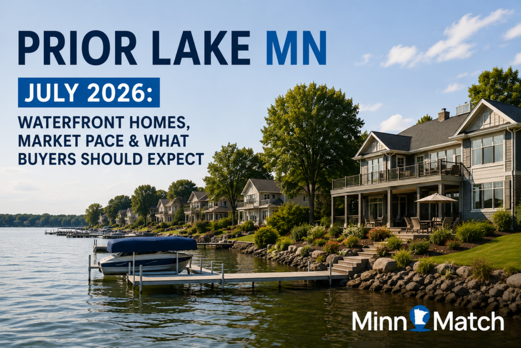 Waterfront homes with private docks on Prior Lake, MN in July 2026